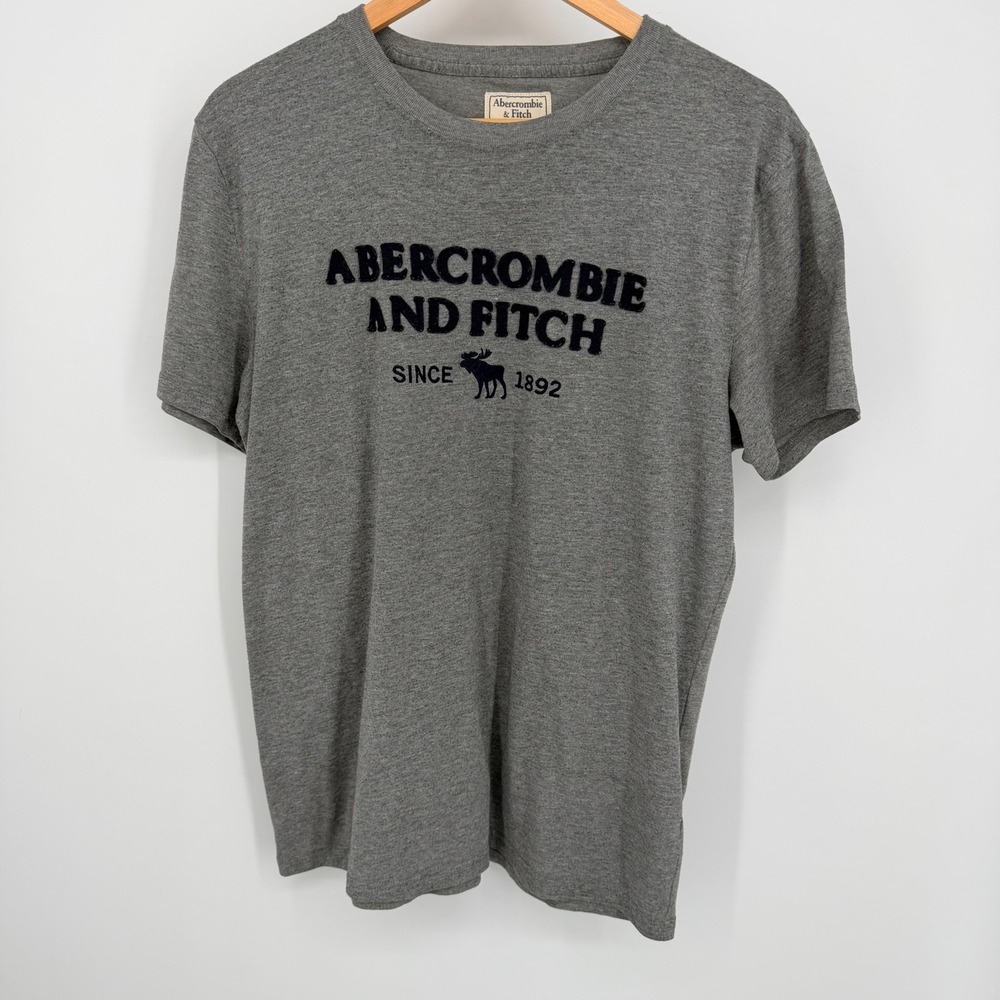 Abercrombie & Fitch Y2K Iconic Spellout Mens M Gray Logo Muscle Sleeve Tee Retro - Picture 5 of 11
